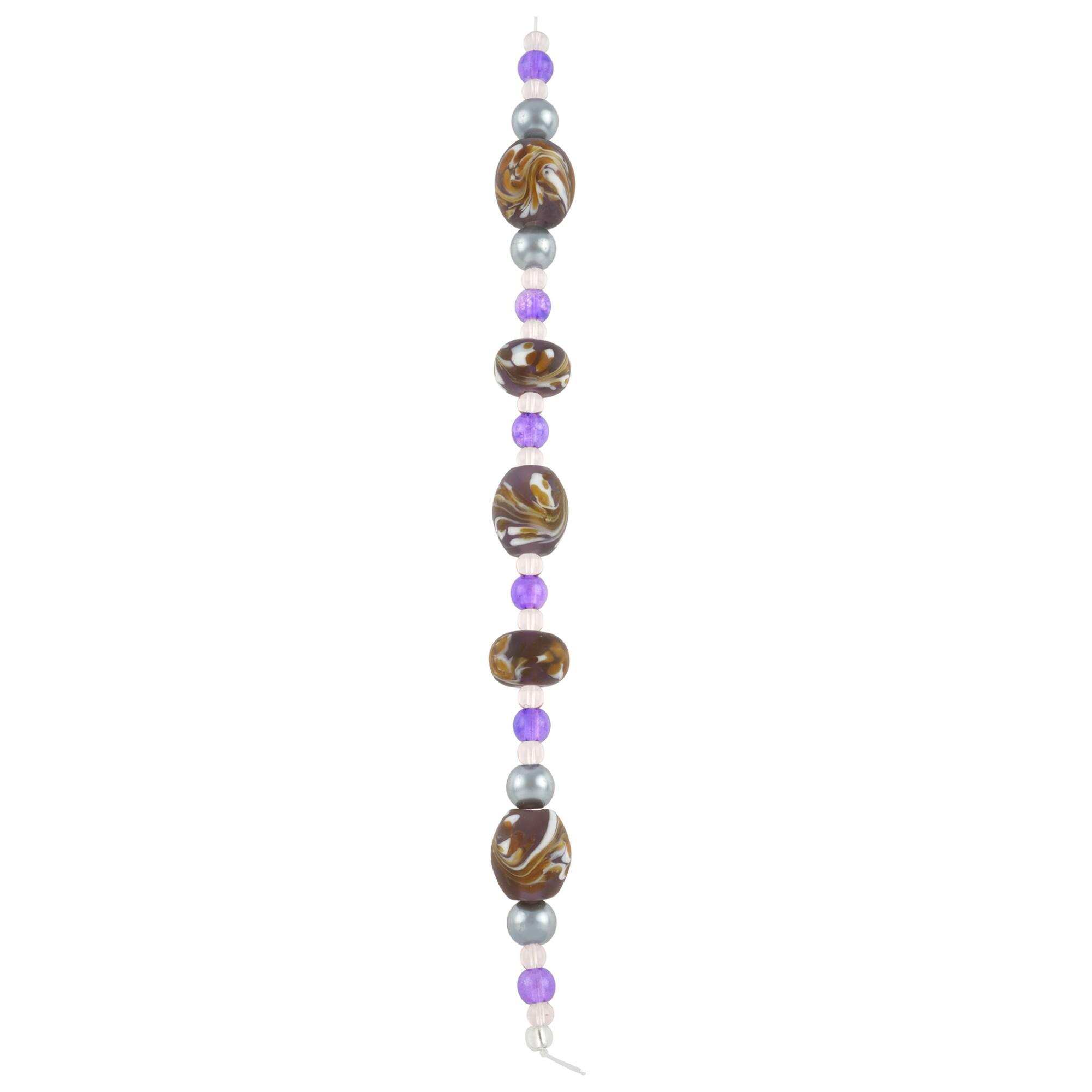 12 Pack: Purple Lampwork Glass Swirl Rondelle & Oval Beads by Bead Landing™